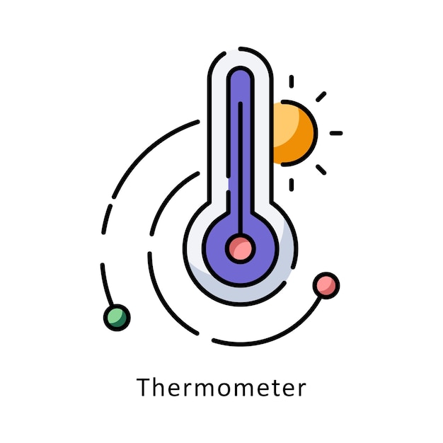 Termómetro vectorial con contorno lleno Icono Ilustración de diseño Símbolo en fondo blanco Archivo EPS 10