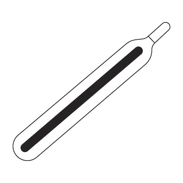Termómetro de vidrio de mercurio blanco y negro objeto de dibujos animados en línea 2D