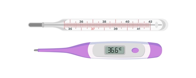 Termómetros electrónicos y Vector de vidrio