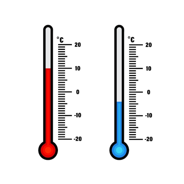 Termómetros en estilo plano sobre fondo blanco Ilustración vectorial aislada Ilustración vectorial plana Ilustración vectorial moderna Alta temperatura Fondo aislado Conjunto de iconos médicos EPS 10