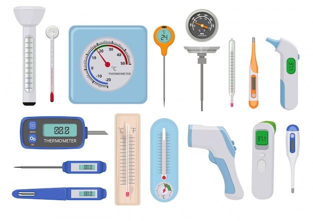 Termómetros Medición de temperatura médica hospitalaria alta y baja varios indicadores miden contadores