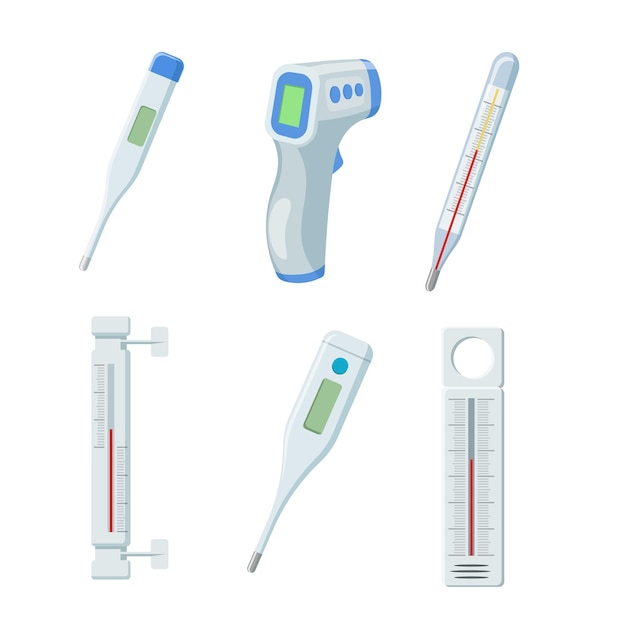 Vector termómetros de temperatura establecidos.