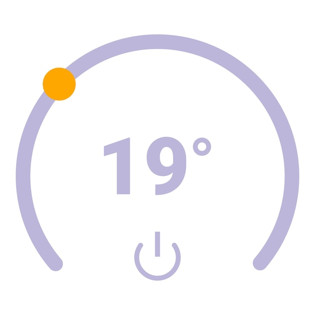 El termostato moderno muestra un ajuste de temperatura de 19 grados centígrados