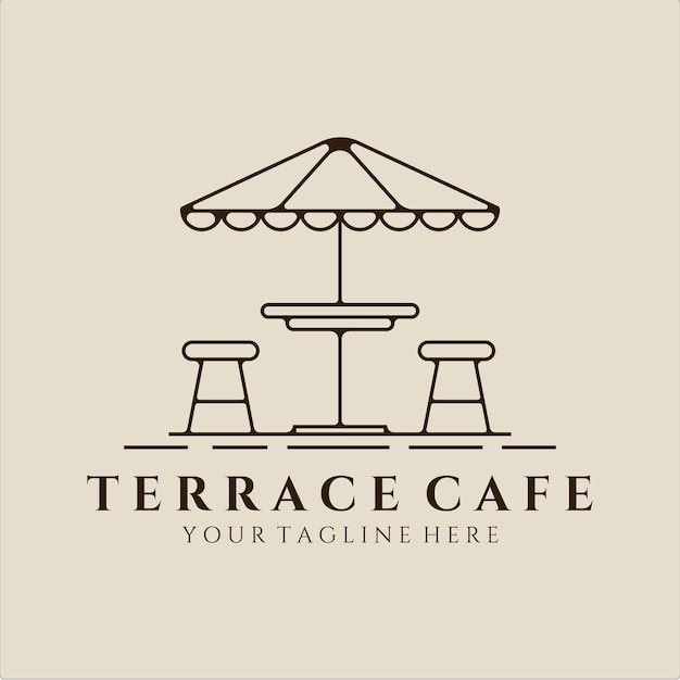 Terrace cafe line art logo minimalista vector ilustración plantilla diseño comida callejera restaurante cafetería para logo concepto negocio