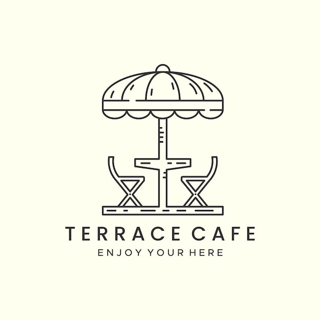 Terrace cafe minimalista línea arte logo icono ilustración plantilla vector diseño bar cafe línea arte logo