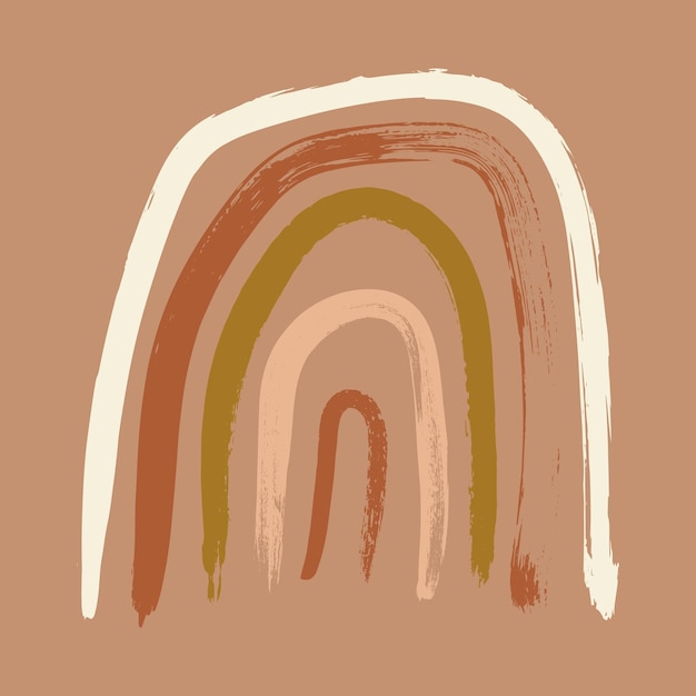 Terracota boho arco iris meditación pared arte vector ilustración