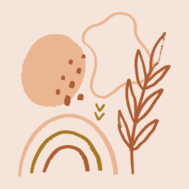 Terracota boho arco iris meditación pared arte vector ilustración