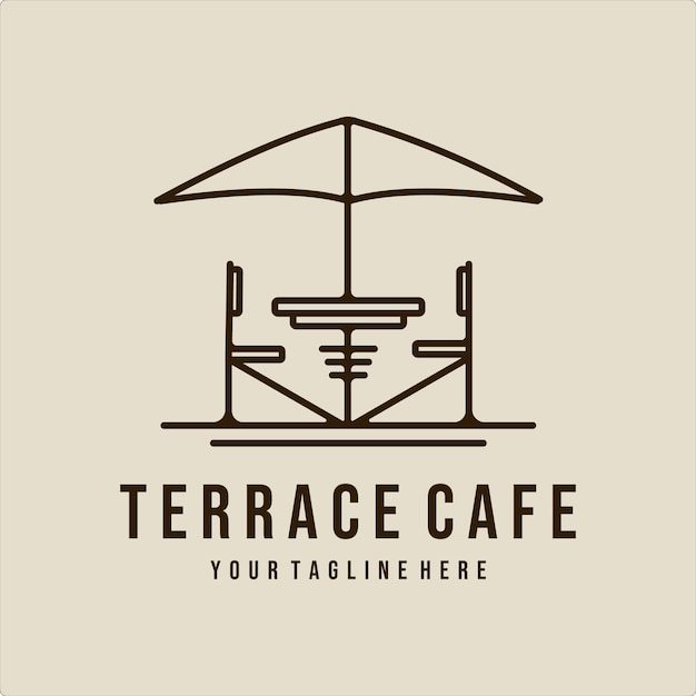 Terraza café línea arte logo vector ilustración diseño