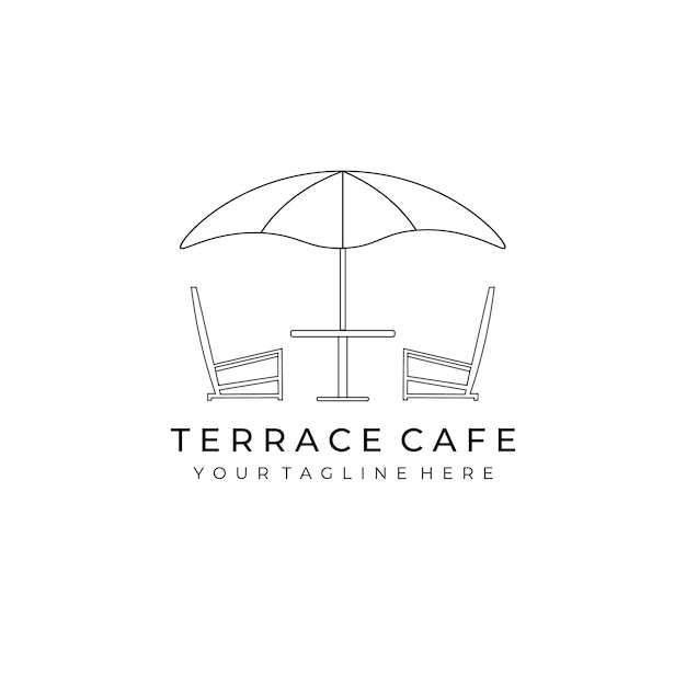 Vector terraza café logo línea arte vector ilustración diseño creativo naturaleza minimalista monoline contorno