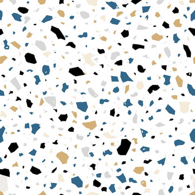 Vector terrazzo suelo de piedra de mármol azul negro y dorado