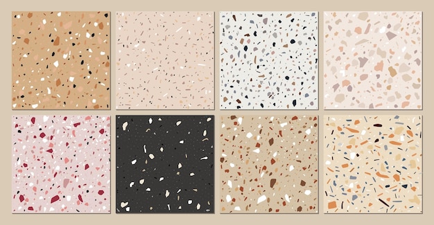 Vector terrazzo textura piso italiano clásico compuesto de piedra natural granito cuarzo mármol vidrio