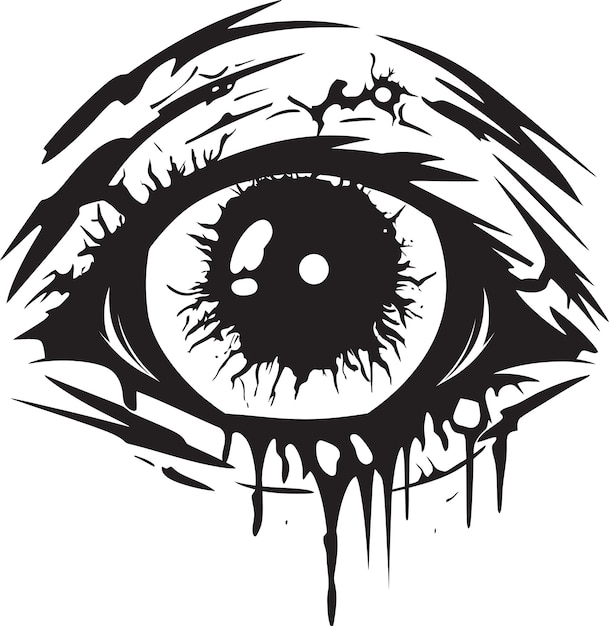 Terrible ojo no muerto espeluznante vector negro terrible mirada de zombi diseño de icono de ojo negro