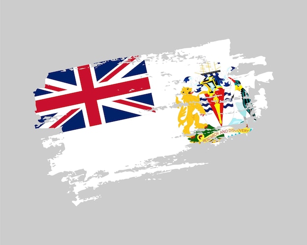 Territorio antártico británico pintado a mano bandera estilo pincel grunge sobre fondo sólido