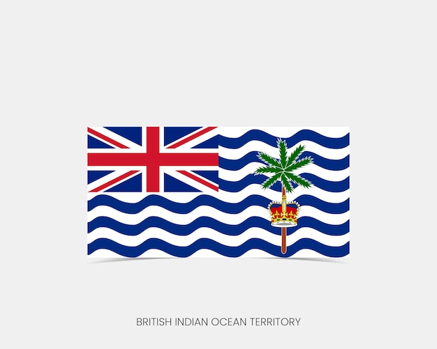 Territorio Británico del Océano Índico Icono de la bandera rectangular con sombra