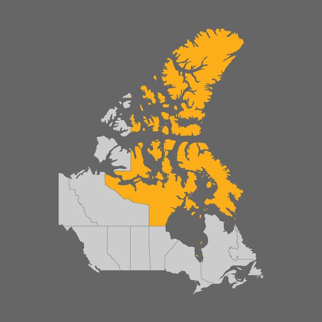 Territorio de Nunavut resaltado en el mapa de Canadá