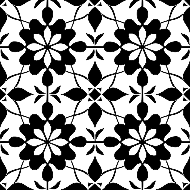 Teselación geométrica en blanco y negro Vector de patrón repetido sin costuras
