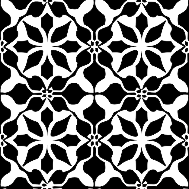 Teselación geométrica en blanco y negro Vector de patrón repetido sin costuras