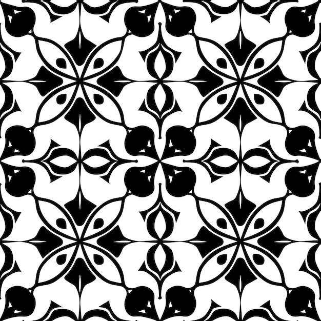 Teselación geométrica en blanco y negro Vector de patrón repetido sin costuras