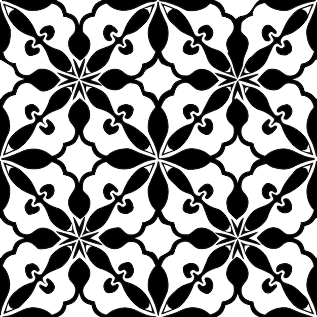 Teselación geométrica en blanco y negro Vector de patrón repetido sin costuras