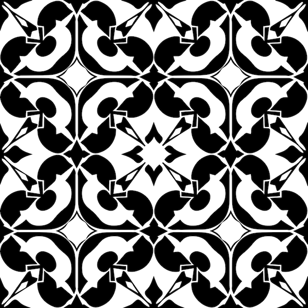 Teselación geométrica en blanco y negro Vector de patrón repetido sin costuras