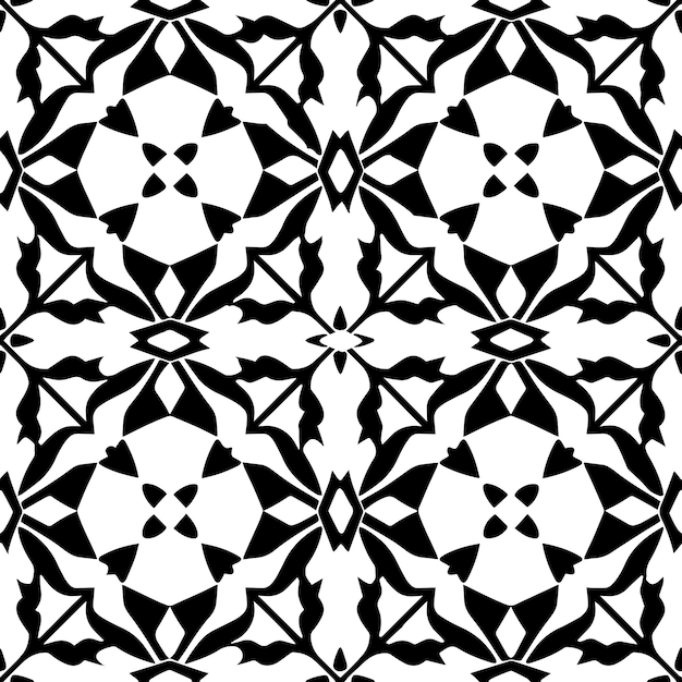 Vector teselación geométrica en blanco y negro vector de patrón repetido sin costuras