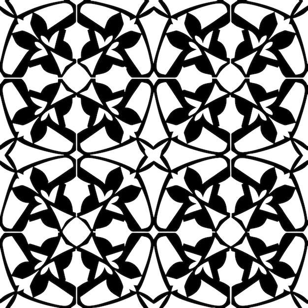 Teselación geométrica en blanco y negro Vector de patrón repetido sin costuras