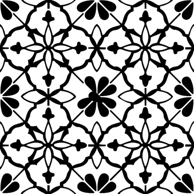 Teselación geométrica en blanco y negro Vector de patrón repetido sin costuras