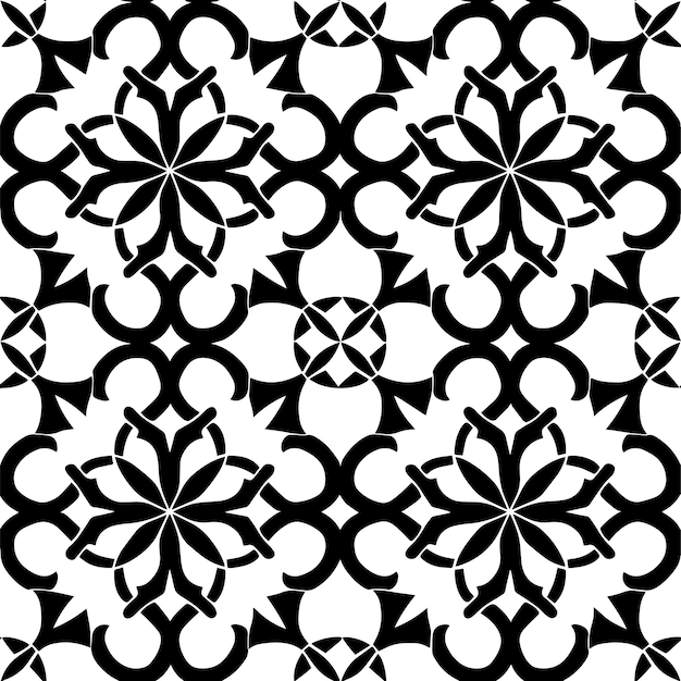 Teselación geométrica en blanco y negro Vector de patrón repetido sin costuras