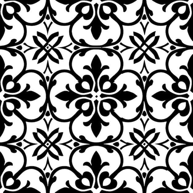 Teselación geométrica en blanco y negro Vector de patrón repetido sin costuras