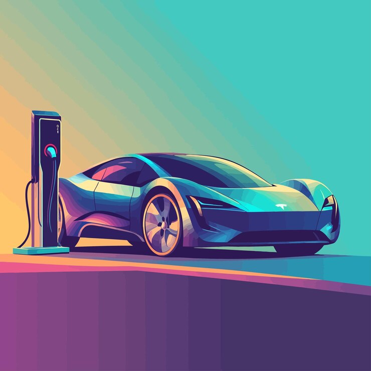 Vector el tesla roadster se está cargando