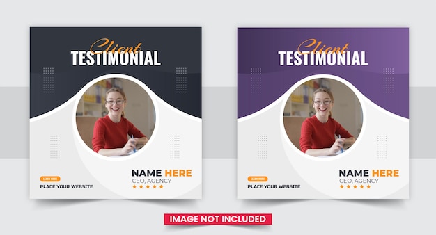 Testimonio de retroalimentación del cliente diseño de banner web para publicaciones en redes sociales