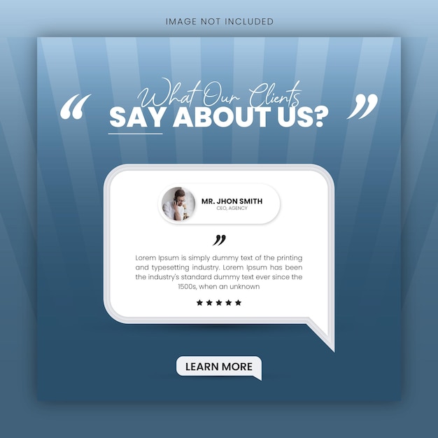 Testimonio de retroalimentación del cliente diseño de publicaciones en redes sociales o diseño de publicaciones de reseñas de clientes en redes sociales