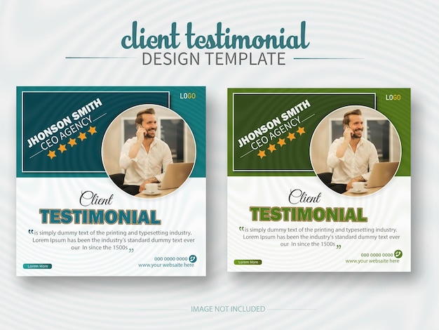 Testimonio de retroalimentación del cliente Instagram Post y diseño de banners de redes sociales
