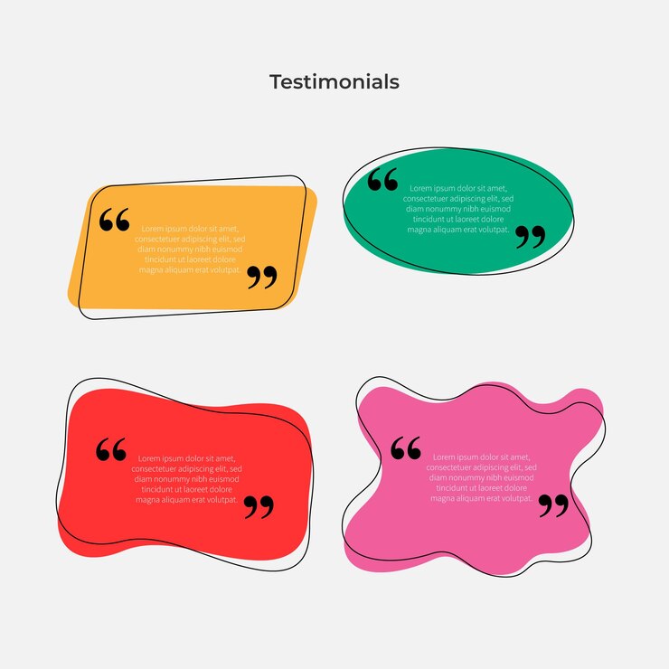 Testimonios amarillo verde naranja púrpura colores