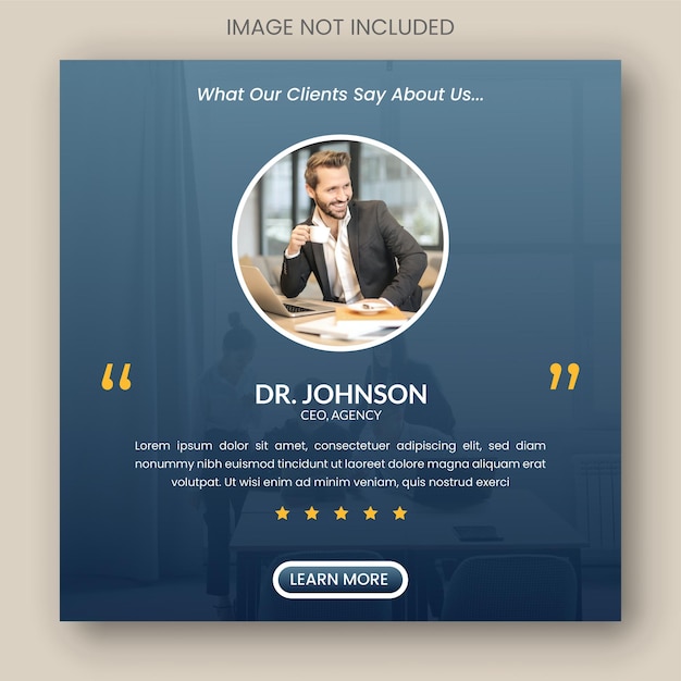 testimonios de clientes en las redes sociales plantilla de diseño de banner