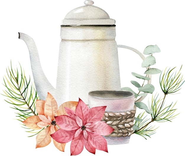 Tetera floral navideña vintage