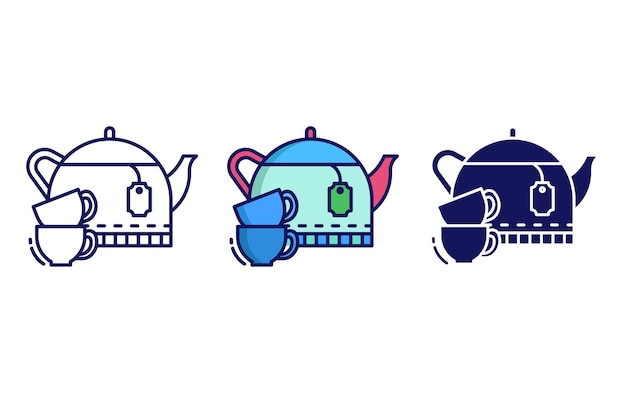 tetera y taza vector icono