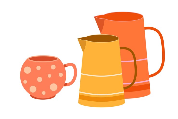 Vector teteras con taza té de la tarde inglés ilustración vectorial aislada sobre fondo blanco gráfico vintage plano de la ceremonia del té o desayuno teteras cónicas con taza dibujada a mano