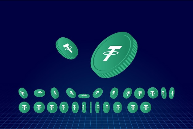 Tether criptomoneda moneda concepto de criptomoneda fondo del estandarte