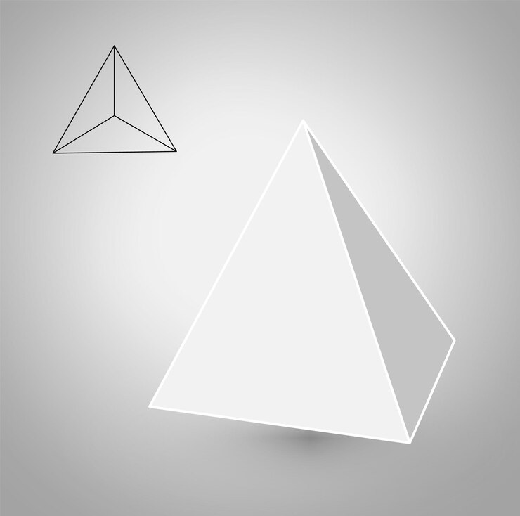 Vector tetraedro es una figura geométrica hipster moda diseño minimalista sólidos platónicos tetraedro diseño plano ilustraciones vectoriales arte de línea delgada ilustración vectorial