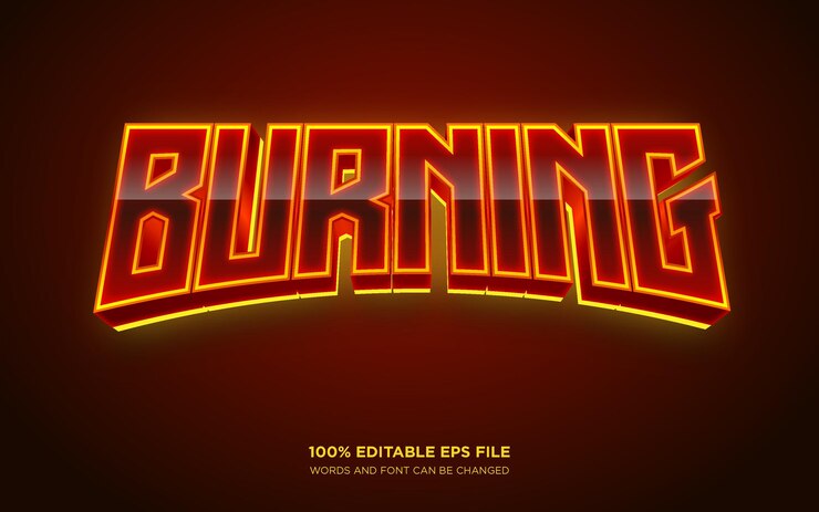 Vector text2burning efecto de estilo de texto editable 3d