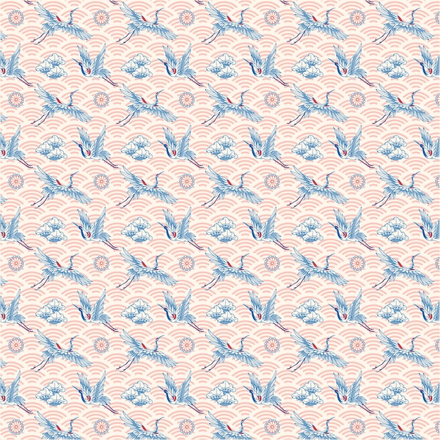 Textil de grúa y onda japonesa