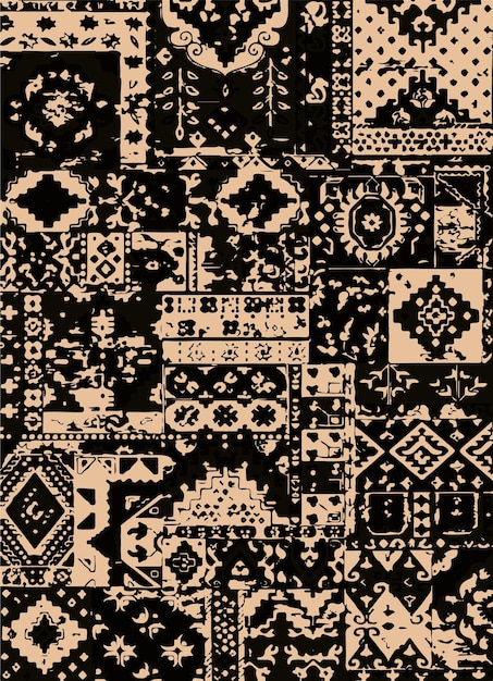 Textil de patchwork con motivos geométricos y étnicos