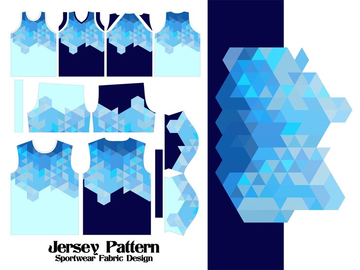 Vector textil de patrón de jersey para camiseta deportiva maqueta de jersey de fútbol de fútbol esport para uniforme de vista delantera y trasera de ropa deportiva ilustración de diseño