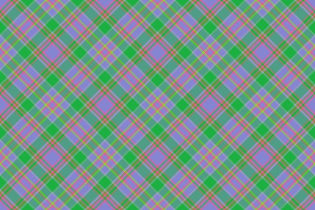Textil vectorial sin costuras de textura de verificación de fondo con un patrón de tela tartán a cuadros en colores verde y azul
