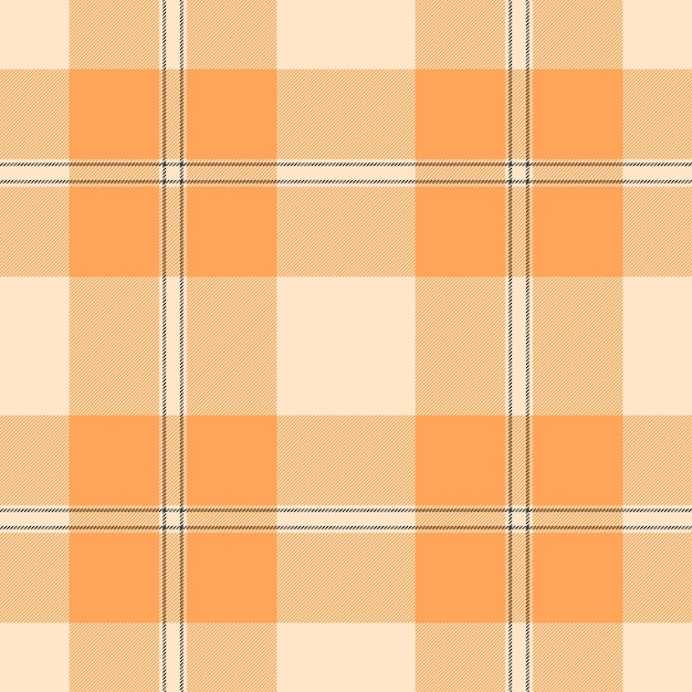 Textil vectorial de patrón de textura de fondo a cuadros con un cheque de tela tartan sin costura en colores bisque y naranja