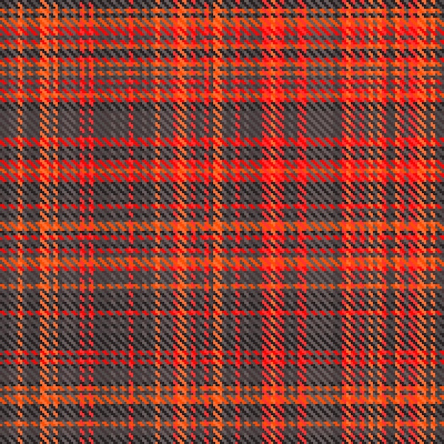 Textil vectorial de tela de patrón tartan a cuadros con una textura de fondo sin costuras en colores oscuros y rojos