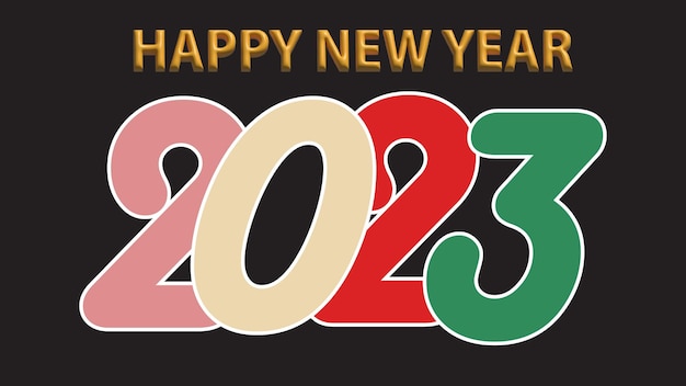 Texto 3D 2023 colorido de carteles de Feliz Año Nuevo. Diseño abstracto. Tarjetas de felicitación, pancartas, carteles.