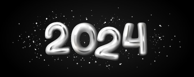Vector texto 3d 2024 para el cartel de feliz año nuevo