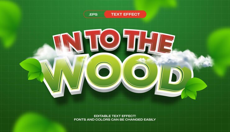 Vector texto 3d bosque verde efecto de texto plantilla de texto editable en formato eps